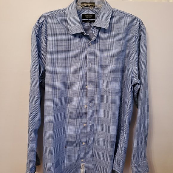 Nordstrom Signature men's trim fit cotton dress shirt blue size 34/35. neck 16.5 - Picture 4 of 13